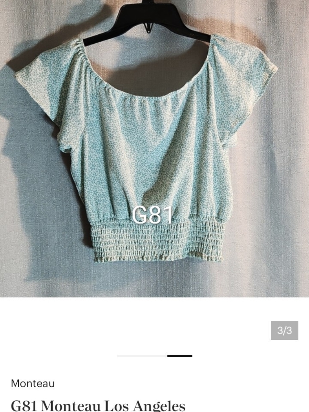 G81 Monteau Sage Green Floral Button-Front Crop Top - Picture 2 of 3